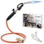 TAUSOM Propane Torch with Hose 3.6Ft, Mapp/Map Gas Torch Trigger Start, Flame Adjustable Knob Near Torch Head, Portable Soldering Torch for HAVC Welding Brazing BBQ-with Hook