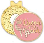 rofiowa Queen of The Green Pink Gold Golf Ball Marker with Hat Clip, Funny Golf Accessories for Women, Christmas Mother's Day Birthday Gifts for Golf Fan Golfer, Novelty Golf Gifts for Her