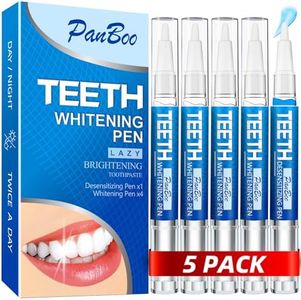 Teeth Whitening Pen 4+1, Use Twice a Day Up to 1-6 Shade Whiter in 1-2 Weeks, 4 Whitening Pens, 1 Desensitising Pen, 70+ Whitening Treatments, Effective, Pain Free and Enamel Safe, Easy to Use at Home