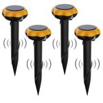 Solar Powered Mole Repellent, Ultrasonic Vole Repeller Outdoor,Waterproof Sonic Mole Deterrent Devices,Get Rid of Gophers Mouse Mole Rat Vole Snake and Rodent (4 Pack)