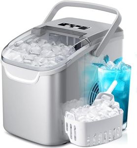 Portable Countertop Ice Maker Machine with Handle, 9 Bullet-Shaped Ice Cubes Ready in 6 Mins, 26Lbs/24H, Self-Cleaning Function with Ice Scoop and Basket for Home/Kitchen/Party (Grey)