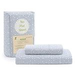 100% Organic Cotton Twin XL Fitted Sheet, 2-Piece Set (1 Fitted Sheet, 1 Pillowcase), Percale Weave, Lightweight, Ultra Soft, Breathable, Fits Mattress Upto 15" Deep - Polka Dot Blue