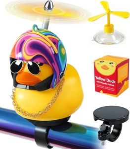 EMPATHECH Rubber Duck Bike Decorations [New Stable Clamp Mount] Cute Squeak Duck Bike Bell [Two Helmet Propeller] Funny Bike Accessories e Scooter Accessories Motorcycle Accessories Cycling Gifts