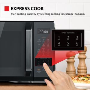 Toshiba 23L Black Mirror Microwave Oven – 900W, Digital Display, Auto Defrost