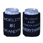 Tainada Neoprene Beer Beverage Drink Can Coolie Cooler Insulators (2 pcs,Double Sided Printing) with One Bonus Absorbent Coaster (World's #1 Grandpa)