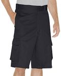 Dickies Men's 13 Inch Loose Fit Twill Cargo Short, Black, 36