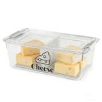 Punorric Cheese Storage for Fridge 3.7L Clear Cheese Container with Lid, Airtight Storage Box with Drain Tray, Stackable Mold-Resistant Fridge Organiser for Chunks & Slices
