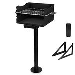 Stanbroil Park-Style Charcoal Grill, Heavy Duty Steel Outdoor BBQ Park Grill with Stainless Steel Cooking Grate and Post for Backyard or Camping, Black