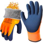 GAVOROHANS 1 Pair Waterproof Thermal Winter Work Gloves Thorn Proof Gardening Gloves Polar Fleece Liner Superior Grip Double Latex Coating (L/9')