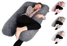 Pregnancy Pillow U-Shape Nursing Maternity Full Body Support Back, Neck, Hip, Belly Multifunctional Fibromyalgia & Insomnia Aid Includes Soft Velvet Zip Cover (Charcoal Grey)