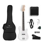 VISIONSTRING 3/4 Size Electric Bass Guitar for Beginners Kids Bass Guitars Kit with Amp White
