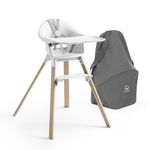 Stokke Clikk High Chair (Cloud Grey) + Travel Bag (Grey) - All-In-One High Chair with Tray + Harness - Light, Durable & Travel Friendly - Best for 6-36 Months or Up to 33 lbs