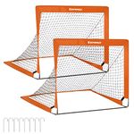 SONGMICS Kids Soccer Goals for Backyard, 4x3 ft Portable Soccer Nets Training Equipment, Toddler Soccer Goal with Carrying Bag, for Field, Orange USZQ122O02