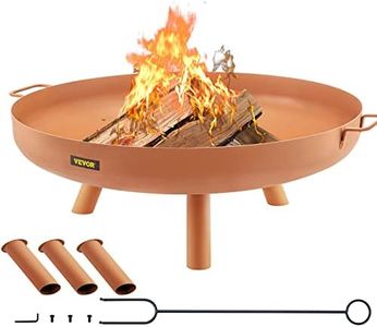 VEVOR Pozo de Fuego Acero al Carbono Pintado Marrón Brasero Grande 13kg 28 cm de Altura 2,3 mm de Grosor Cuenco para Fogatas al Aire Libre paraJardines, Patios, Parques, Patios Traseros, Porches