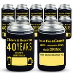 Yangmics Direct 40th Birthday Can Cooler Sleeves Pack of 12- Dirty 40 Birthday Party Supplies - Black and Gold Fortieth Birthday Cup Coolers