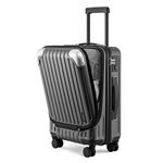 LEVEL8 Carry-on Suitcase 20-Inch Cabin Luggage, ABS+PC Hardshell Spinner Trolley Luggage with TSA-Approved Locks 4 Wheels Suitcase, Grey