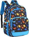 Kids backpacks,VASCHY 16in Water Resistant Backpack for Preschool/Primary/Elementary School Bookbag for Boys Girls with Tablet Sleeve Black Dino