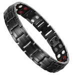RainSo Magnetic Bracelets for Men Titanium Steel Double Row Magnetic Bracelet with 4 Elements 3500 Gauss with Gift Box Adjustable Design