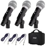 Pyle Microphone for Singing, Dynamic Microphone Kit, Cardioid Unidirectional Vocal Handheld Mic, Inc Hard Carry Case & Bag, Holder & 26ft xlr Audio Cable to ¼” Audio Connection –3 Piece