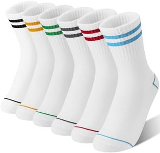 SAVALOS Kids Girls Socks Athletic Basketball Sport Youth Crew Cotton Striped Gift Socks 6 Pairs Stocking Stuffers(Colorful Stripes,9-15 Years)