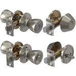 Pro-Grade 2-Pack Mobile Home Keyed Entry Door Knob and Deadbolt Combo, Satin Nickel