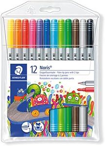 Staedtler Noris 2 Tips Fibre-Tip Pens 12-Pieces, Assorted