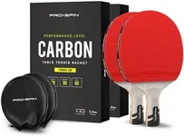 PRO SPIN Carbon Ping Pong Paddles - Penhold Short Grip, Premium Table Tennis Rackets with Carbon Fiber | Professional-Level 7-Ply Blade, Premium Rubber, 2.0mm Sponge | Rubber Protector Case (2-Pack)