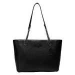 COACH Women's Cammie Leather Chain Tote, Black