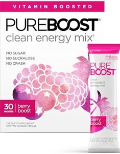 Pureboost Clean Energy Booster, Refreshing Energy Drink Mix with B12 Vitamins, Electrolytes, Antioxidants, Sugar-Free Energy with No Sucralose (Berry Boost, 30 Count)