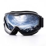 Juli Kids Ski Goggles,Snow Snowboard Goggles Boy Girl Snowmobile Skiing Skating Age 3-8 (Black Frame/Silver Lens)