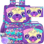 UFNDC 3PCS Unicorn Backpack for Girls, 15" Kids Sequin Bookbag with Lunch Box, School Bag for Elementary Preschool Toddler, Dog, One Size, 3pcs Girls Dog Backpack