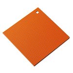 Zeal Silicone Trivet Mat Kitchen Worktop Protector for Hot Pots and Pans (22 x 22cm) – Heat Resistant Mat, Non Slip Square Trivet, Neon Orange