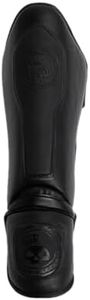 Superare One Series Shin Guards – Leather MMA Martial Arts Kicking Sparring Training Gear (Medium, Muay Thai Guards, Black)