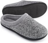 HomeTop Women's Knit Memory Foam Slippers Warm Soft House Shoes with Anti-slip Sole (5-6 M US, Space Black)