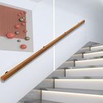 amhricho Wooden Handrail, Complete Kit with Metal Bracket, Indoor and Outdoor Staircase Handrail, Wall-Mount Banister, Safe and Non-Slip, Suitable for Attic Villa Terrace Balcony (Size : 80cm)