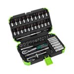 SPARTAN 53 Pcs of Multi-Purpose 1/4" Socket and Drive Tool Set with Plastic Toolbox | Quick Ratchet Handle | for Home Maintenance, Appliance & Automotive Repair (Pack of 1, Black)