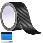 LZLRUN Free Tool Kit 3D Carbon Fiber Vinyl Wrap Kit for Black Out Chrome Delete Window Trim Door Trim (2Inches x 30Feet)