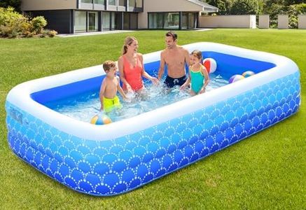 SULIFEEL Inflatable Gradient Blue Swimming Pool for Kids and Adults,118"×69"×25" Oversized Outdoor Family Pool, Designed for for Backyard Garden Summer Water Party