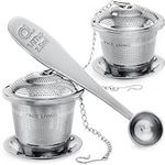 Apace Loose Leaf Tea Infuser (Set of 2) with Tea Scoop and Drip Tray - Ultra Fine Stainless Steel Strainer & Steeper