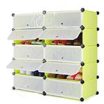 Styleys Plastic Shoes Rack with Cover (10 Cube, Green)