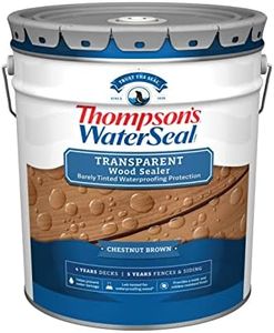 Thompson’s WaterSeal Transparent Waterproofing Wood Stain and Sealer, Chestnut Brown, 5 Gallon