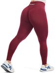 JOYSPELS Butt Lifting Gym Leggings for Women - Seamless Ruched Scrunch Bums Leggings Workout Running Activewear Sports Womens Yoga Pants Red M