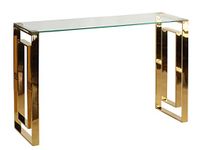 Cortesi Home Laila Console Table Stainless Steel Glass, 15.75" D x 47" W x 30.5" H, Gold,Clear