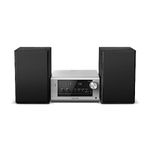 Panasonic SC-PM702EB-S Neat Micro Hi-Fi Compact Stereo System with CD, DAB+/FM Radio, USB and Bluetooth, 80W Speakers, Bass Control, Silver.