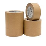 SmithPackaging Brown Kraft Paper Tape 48mm x 50m Recyclable Parcel Tape Pack of 6 Rolls