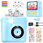Children's Digital Camera Print Instant Camera 1080P Video Camera Black and White Photo Camera (Blue)