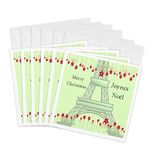 3dRose 8 x 8 x 0.25 Inches Joyeux Noel, Merry Christmas in French, Eiffel Tower Greeting Cards, Set of 6 (gc_57236_1)