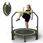 Foldable Mini Trampoline, 40"/48" Rebounder Trampoline for Adults & Kids, 450lbs Capacity with U-Shaped Adjustable Bar, Indoor Fitness Workout Exercise Equipment