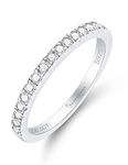 SILVERNANA Moissanite Wedding Band Sterling Silver Ring with 18k White Gold Plated D Color VVS1 Lab Created Diamond Stackable Rings Half Eternity Ring for Women Size 5