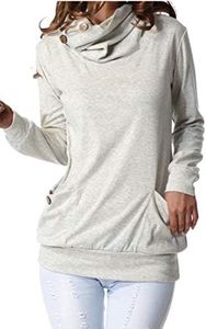 levaca Women Petite Fall Long Sleeve Casual Pullover Tunic Top Sweatshirts Gray S